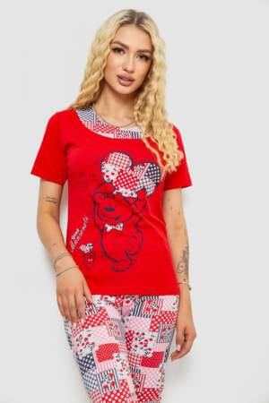 Піжама жіноча, колір червоний, 243R03677