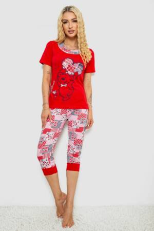 Піжама жіноча, колір червоний, 243R03677