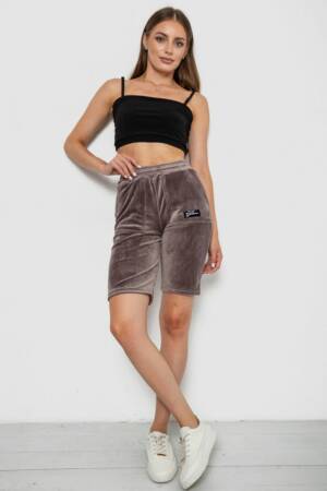 Шорти жіночі велюрові, колір коричневий, 238R58169-1