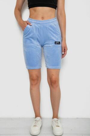 Шорти жіночі велюрові, колір блакитний, 238R58169-1