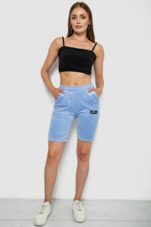 Шорти жіночі велюрові, колір блакитний, 238R58169-1