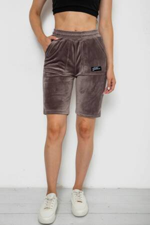 Шорти жіночі велюрові, колір коричневий, 238R58169-1