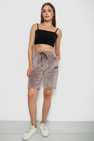 Шорти жіночі  велюрові, колір мокко, 238R58169-1