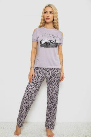 Піжама жіноча з принтом, колір світло-бузковий, 243R2038-B