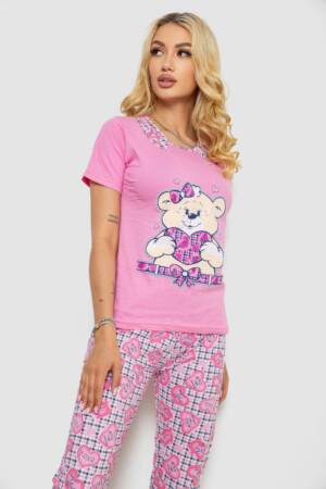 Піжама жіноча, колір рожевий, 243R03675