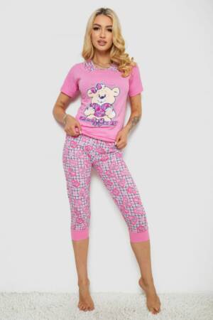 Піжама жіноча, колір рожевий, 243R03675
