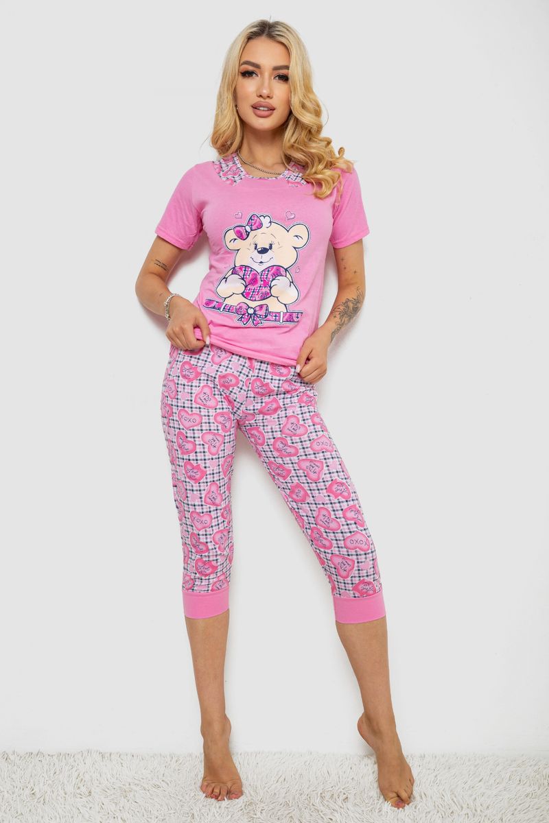 Піжама жіноча, колір рожевий, 243R03675