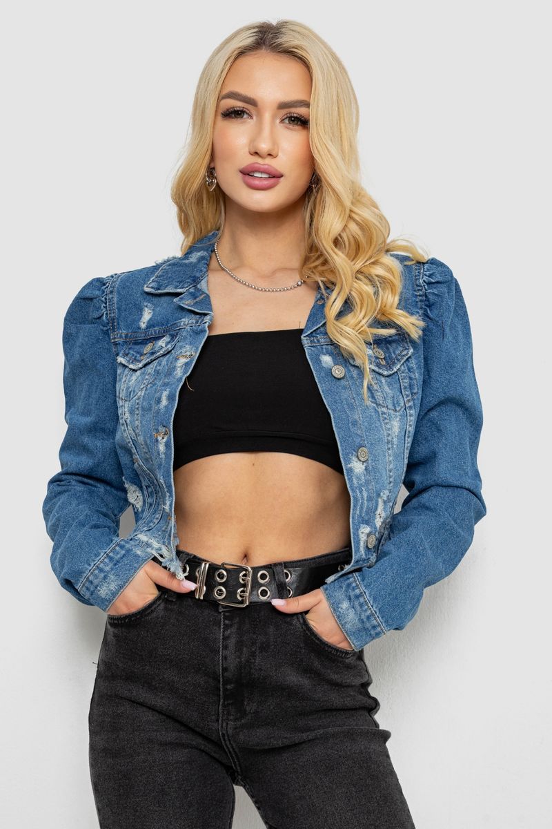 Куртка женская джинсовая, колір синій, 182R7239