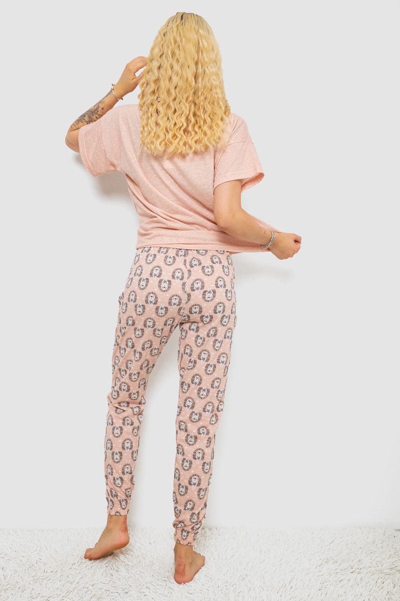 Піжама жіноча з принтом, колір пудровий, 243R15468 - Зображення 4