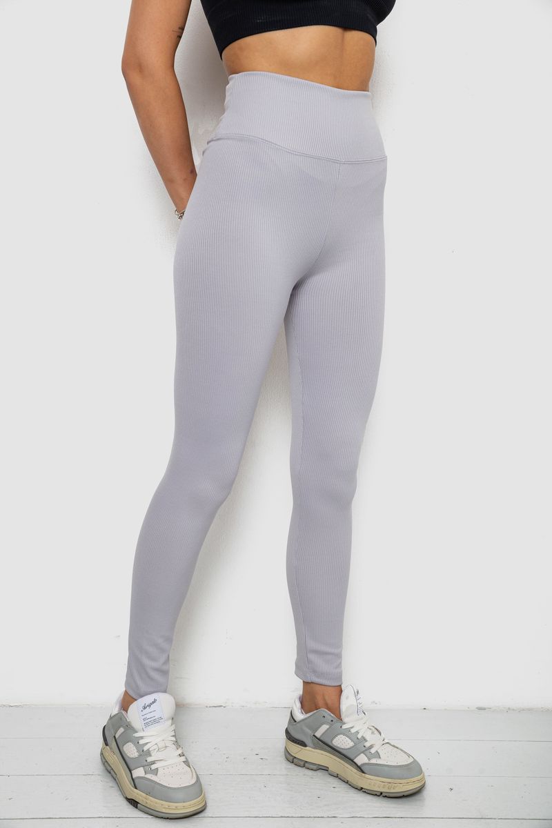 Лосини однотонні в рубчик, колір сірий, 238R606 - Зображення 3