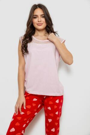 Жіноча піжама з принтом, колір рожевий, 243R1602-010