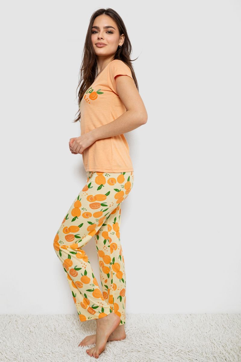 Жіноча піжама з принтом, колір помаранчевий, 243R7137 - Зображення 3