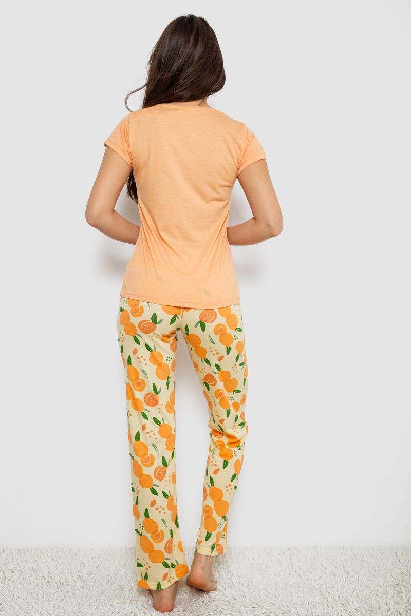 Жіноча піжама з принтом, колір помаранчевий, 243R7137 - Зображення 4
