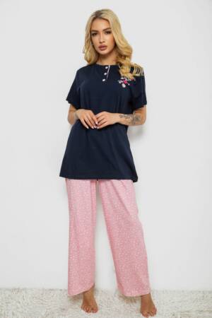 Піжама жіноча з принтом, колір синій, 243R10364