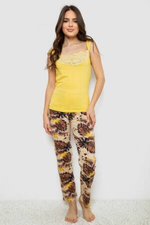 Піжама жіноча з принтом, колір жовтий, 243R1484-029