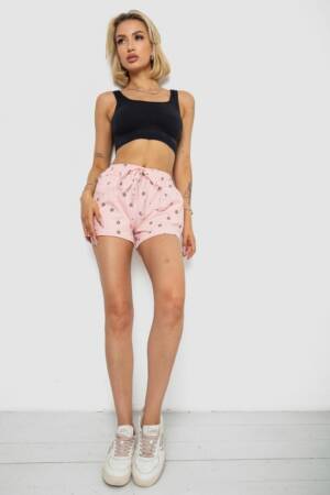 Шорти жіночі з принтом, колір пудровий, 238R7164