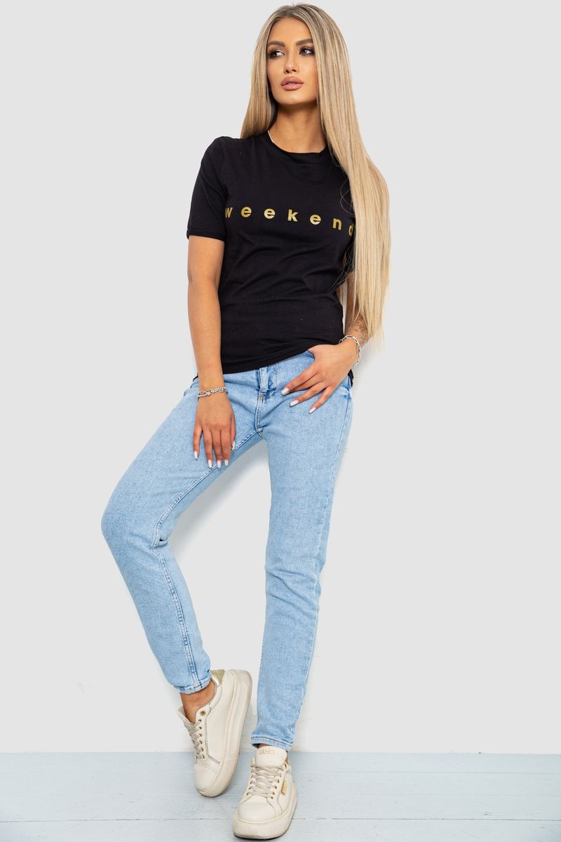 Футболка жіноча з принтом, колір чорний, 238R57378 - Зображення 2