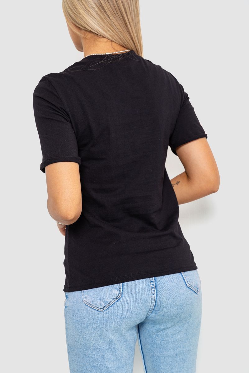 Футболка жіноча з принтом, колір чорний, 238R57378 - Зображення 4