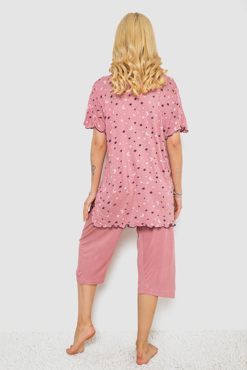 Піжама жіноча з принтом, колір пудровий, 243R7024 - Зображення 4