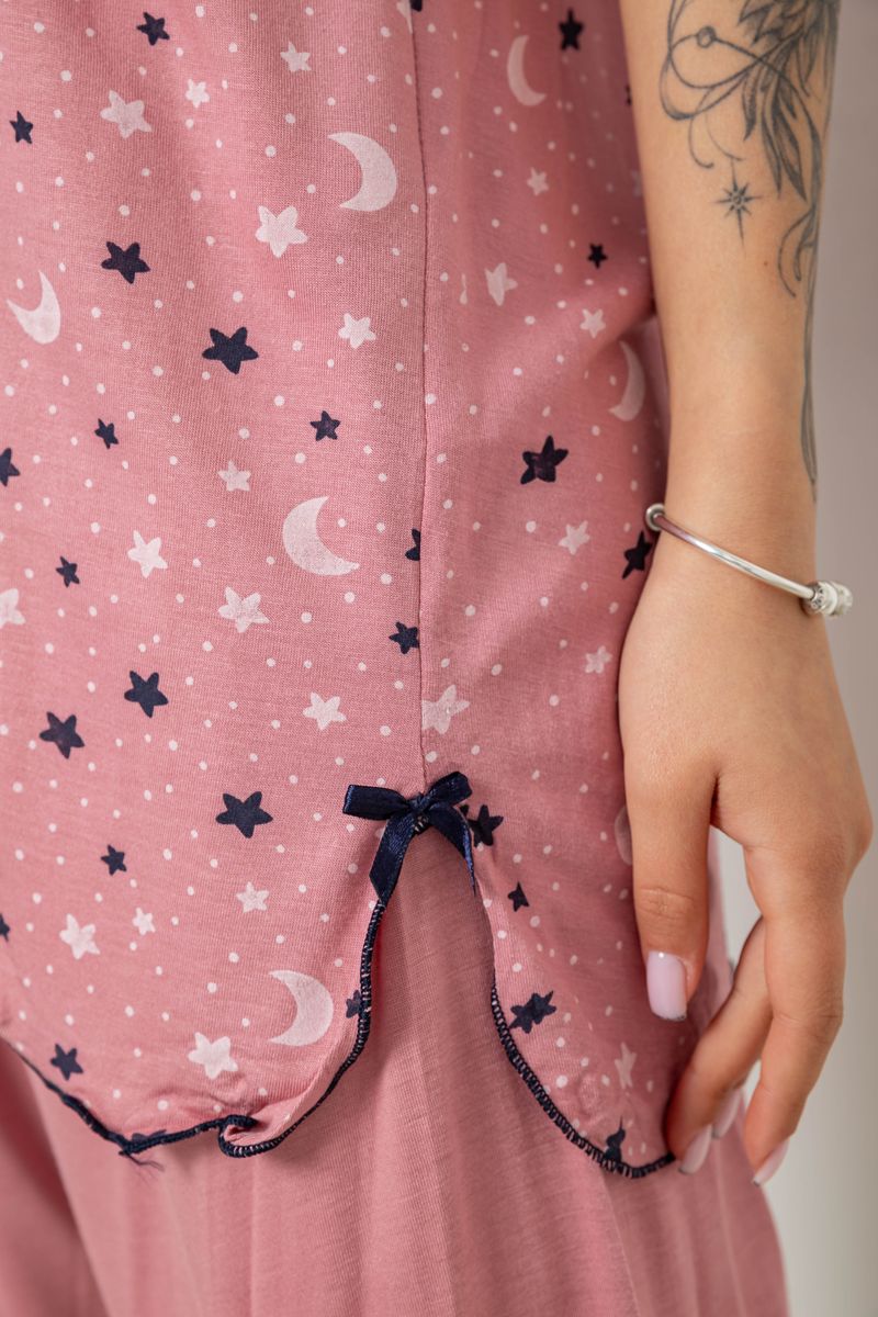 Піжама жіноча з принтом, колір пудровий, 243R7024 - Зображення 5