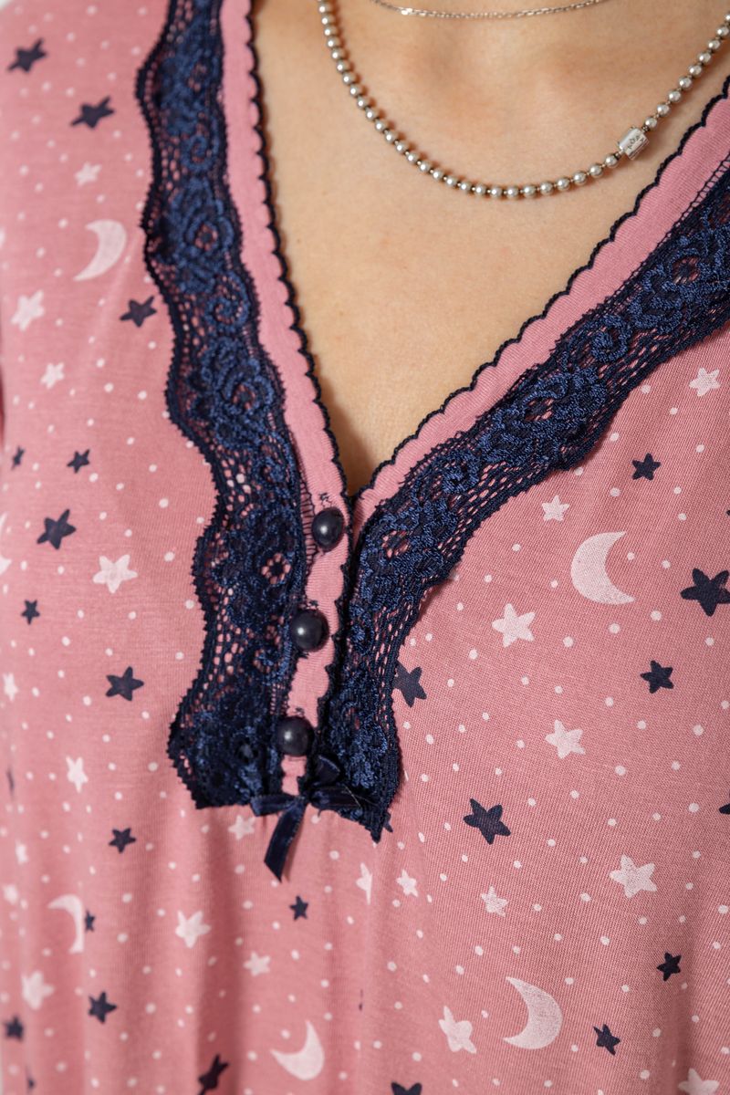 Піжама жіноча з принтом, колір пудровий, 243R7024 - Зображення 6