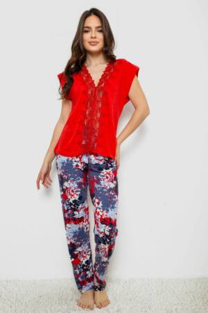 Піжама жіноча, колір червоний, 243R1484-031
