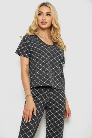 Піжама жіноча з принтом, колір сірий, 243RK2044