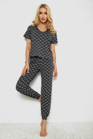 Піжама жіноча з принтом, колір сірий, 243RK2044