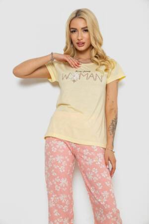 Піжама жіноча з принтом, колір жовтий, 243R7073