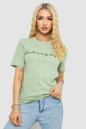 Футболка жіноча з принтом, колір оливковий, 241R130