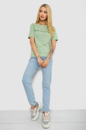 Футболка жіноча з принтом, колір оливковий, 241R130