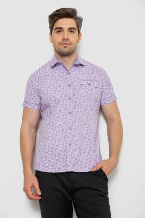 Сорочка чоловіча з коротким рукавом, колір бузковий, 214RG601
