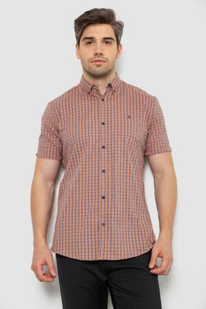 Сорочка чоловіча в клітку, колір помаранчевий, 214R2445