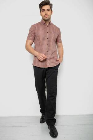 Сорочка чоловіча в клітку, колір помаранчевий, 214R2445