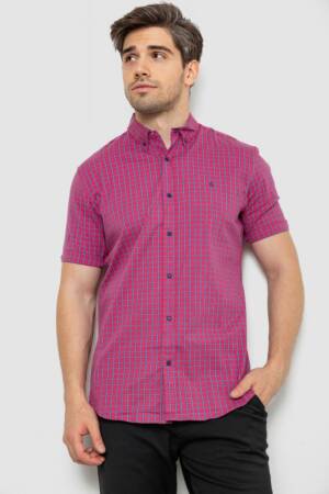 Сорочка чоловіча в клітку, колір рожевий, 214R2445