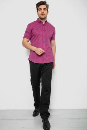 Сорочка чоловіча в клітку, колір рожевий, 214R2445