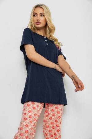 Піжама жіноча з принтом, колір синій, 243R10362