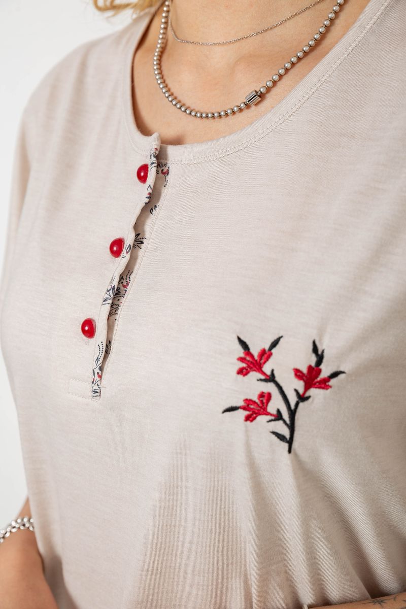 Піжама жіноча з принтом, колір бежевий, 243R6967 - Зображення 5