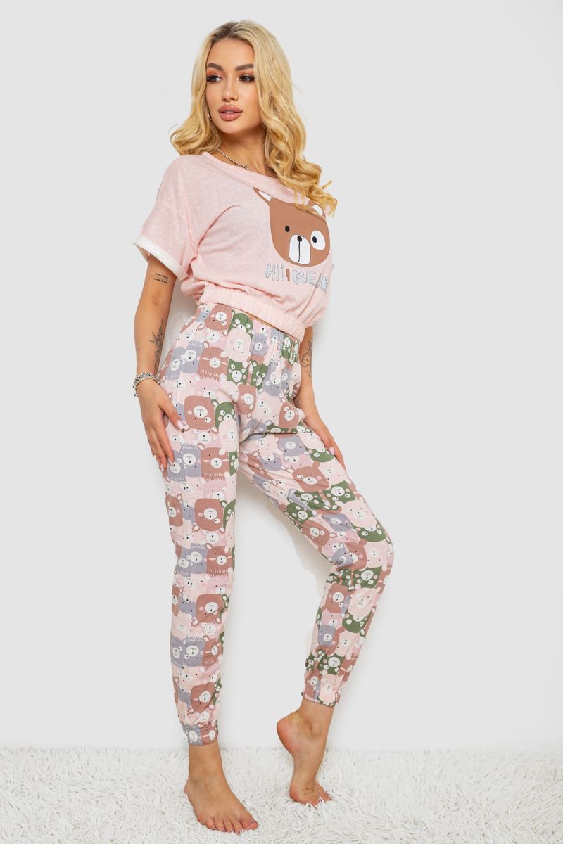 Піжама жіноча з принтом, колір рожевий, 243R15204 - Зображення 3