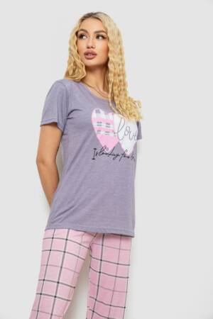 Піжама жіноча з принтом, колір бузковий, 243R10316