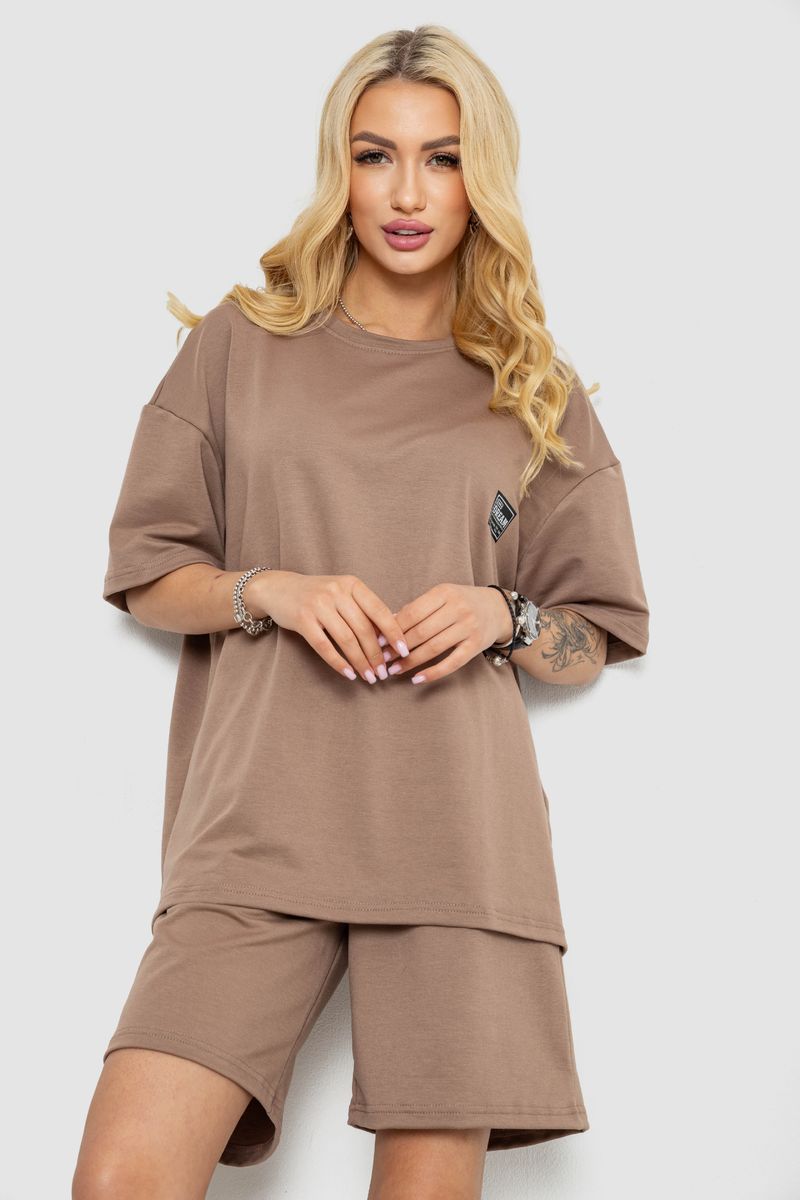 Костюм жіночий повсякденний, колір темно-бежевий, 241R5004