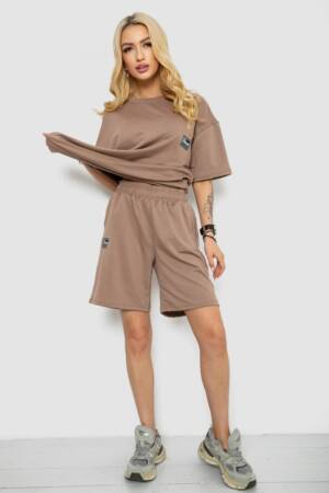 Костюм жіночий повсякденний, колір темно-бежевий, 241R5004