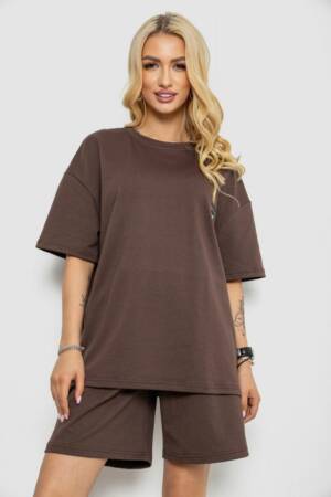 Костюм жіночий повсякденний, колір коричневий, 241R5004