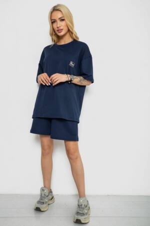 Костюм жіночий повсякденний, колір темно-синій, 241R5004