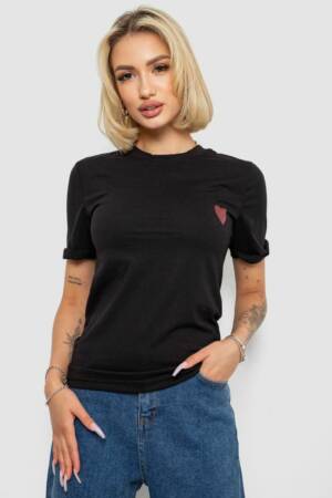 Футболка жіноча з принтом, колір чорний, 238R57482