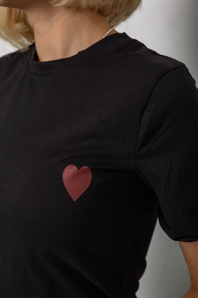 Футболка жіноча з принтом, колір чорний, 238R57482 - Зображення 5