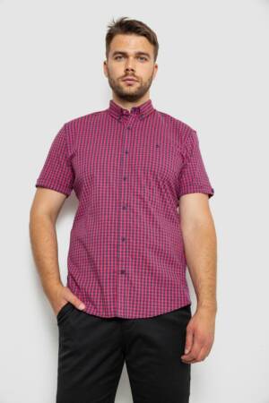 Сорочка чоловіча в клітинку, колір червоний, 214R4564-1