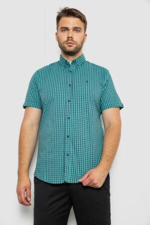 Сорочка чоловіча в клітинку, колір зелений, 214R4564-1
