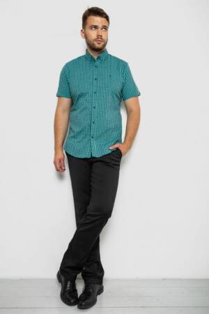 Сорочка чоловіча в клітинку, колір зелений, 214R4564-1