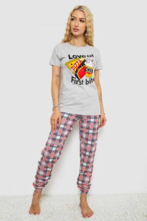 Піжама жіноча з принтом, колір сірий, 243R15844